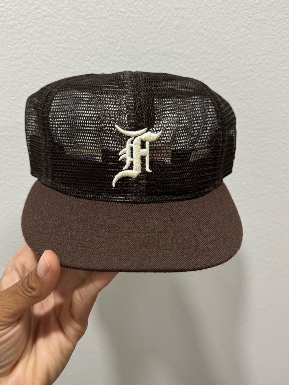 Fear of God Brown Mesh cap with White Logo